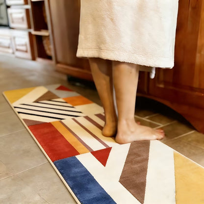Artistic Geometric Patchwork Washable Runner Rug